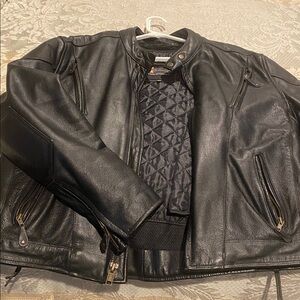 Xelement Black Motorcycle Jacket/100% WATERPROOF.Size XXL Zip Out Quilted Liner.